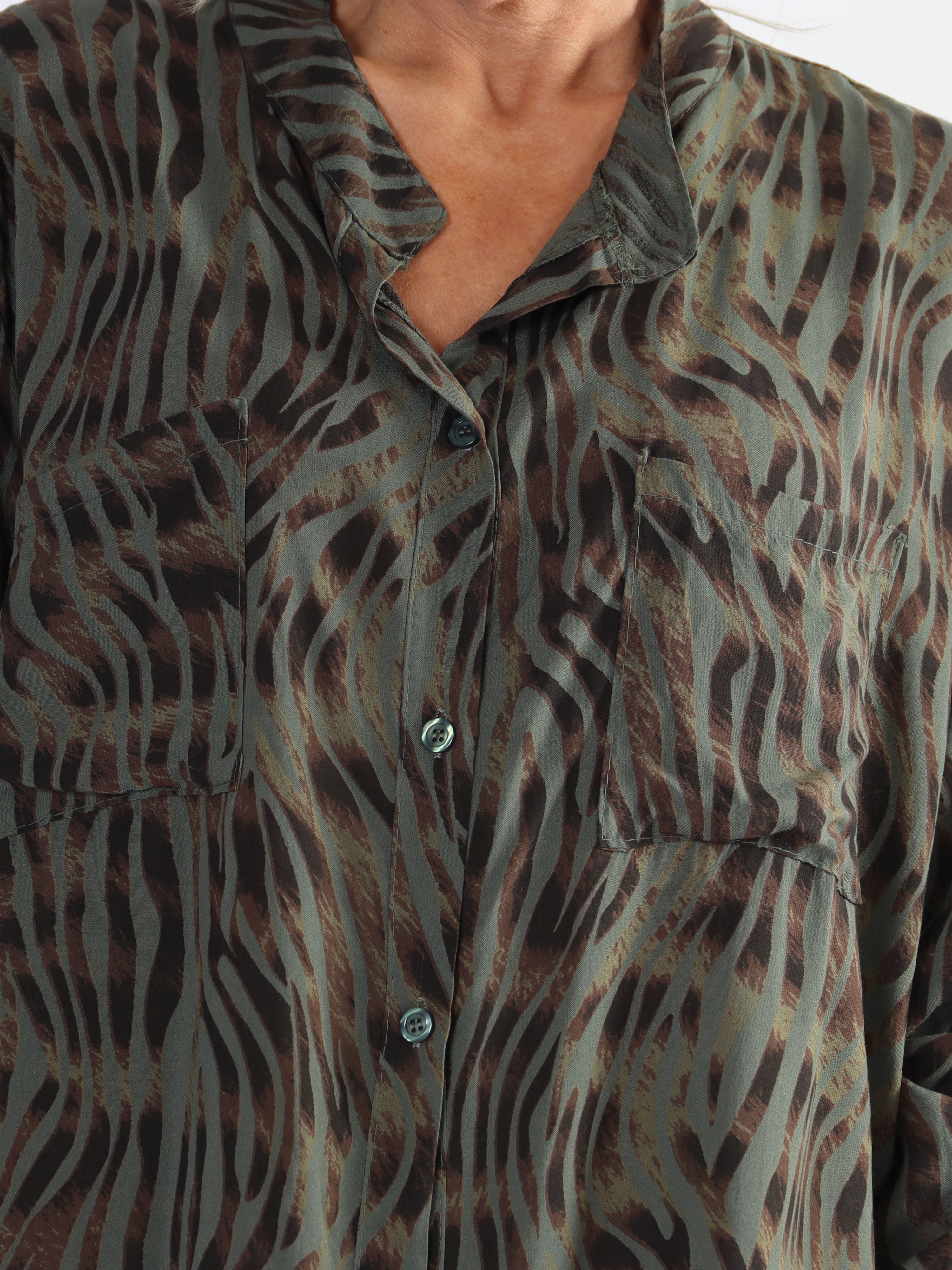 Firenze - Bomullsskjorta med djurränder i plusstorlek